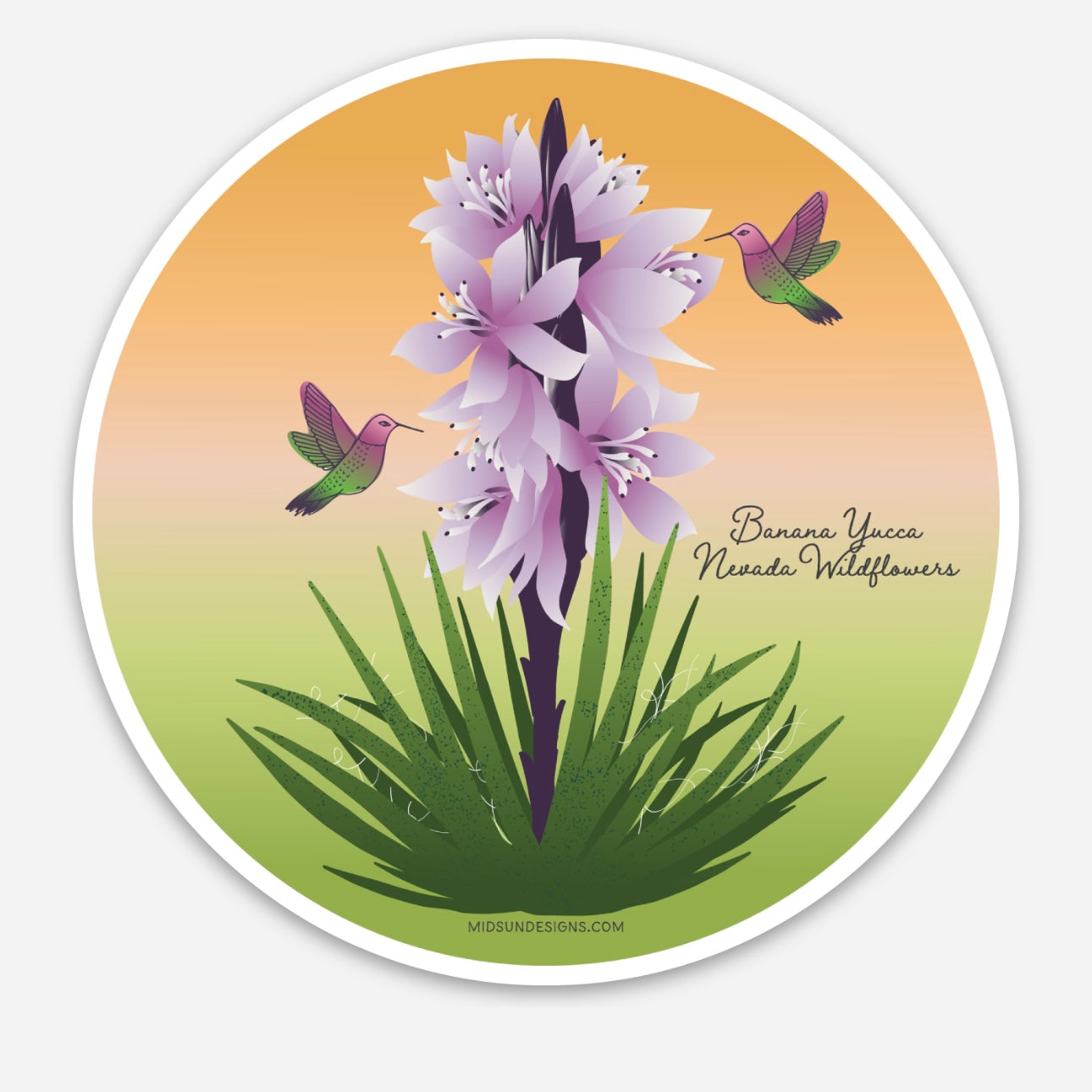 Banana Yucca Plant and Flower | 3 x 3 round sticker