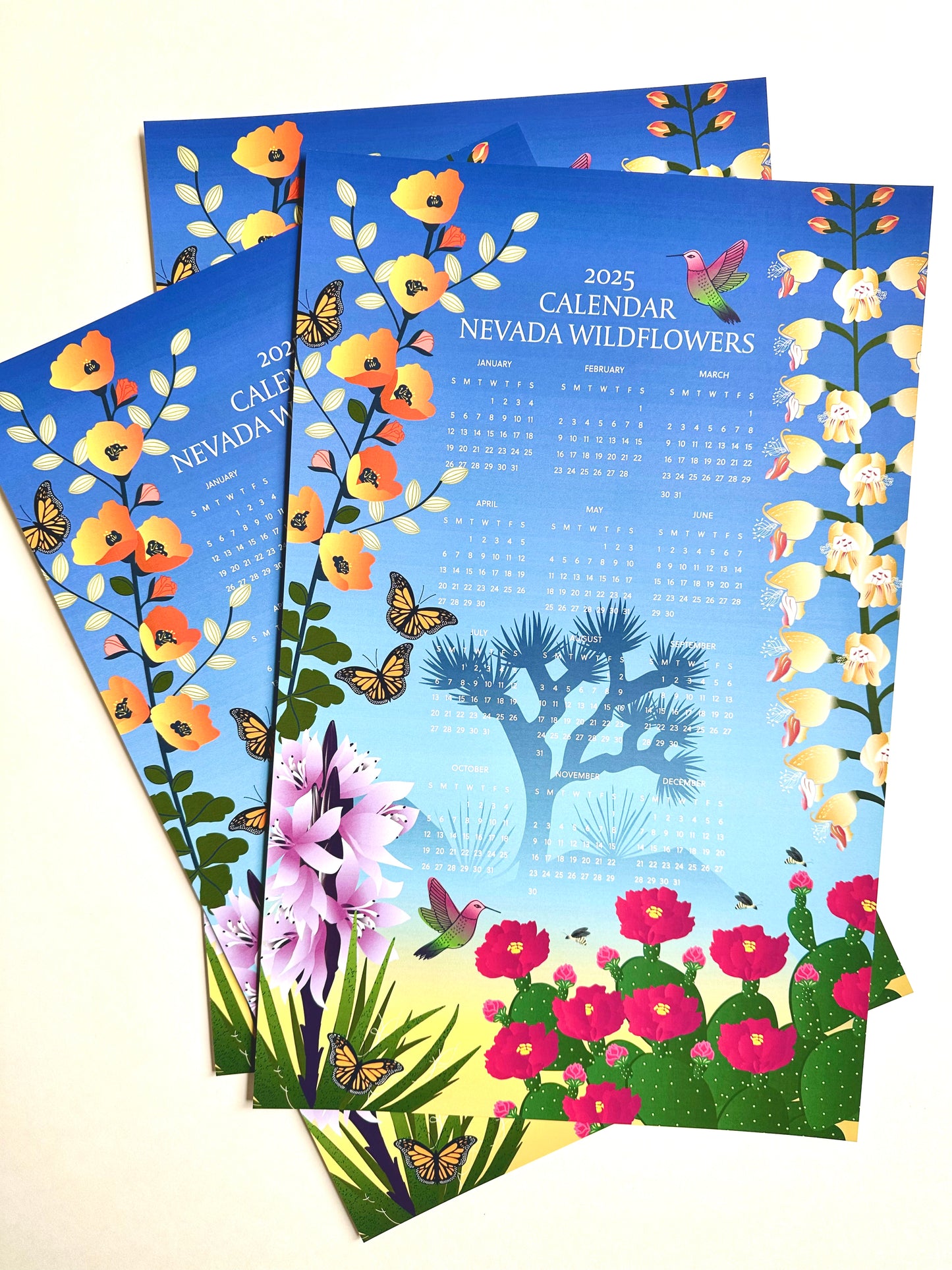 2025 Year-At-A-Glance Poster Calendar 11 x 17 | Nevada Wildflowers