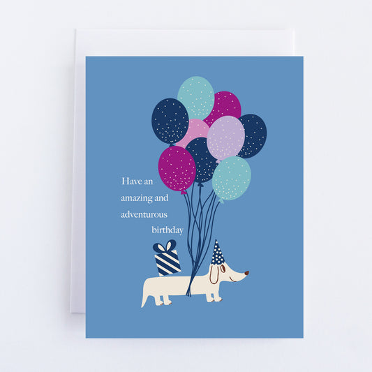 Adventure Dachshund Birthday Greeting Card