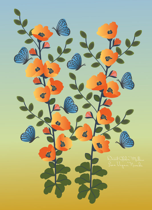 Globe Mallow & Butterfly Art Print