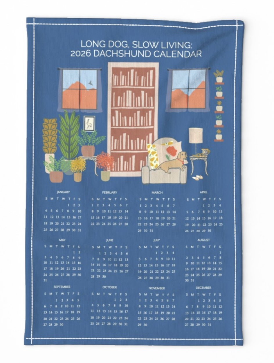 2026 Dachshund Tea Towel Calendar