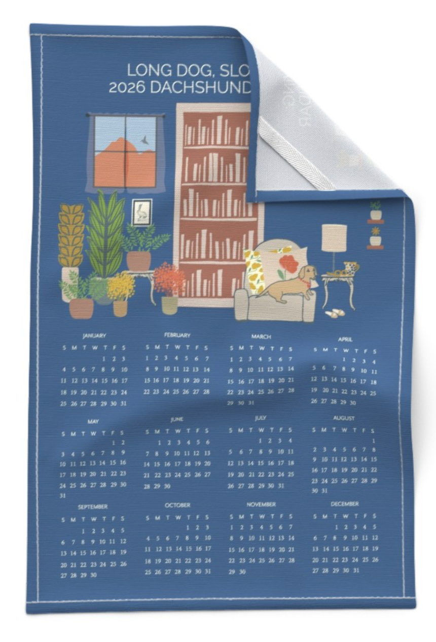 2026 Dachshund Tea Towel Calendar