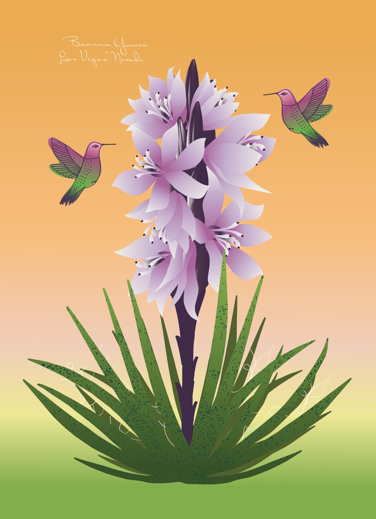 Mojave Yucca & Bee Art Print